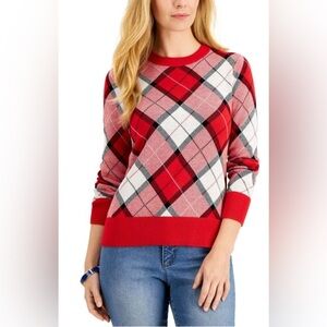 Charter Club Plaid Red Sweater